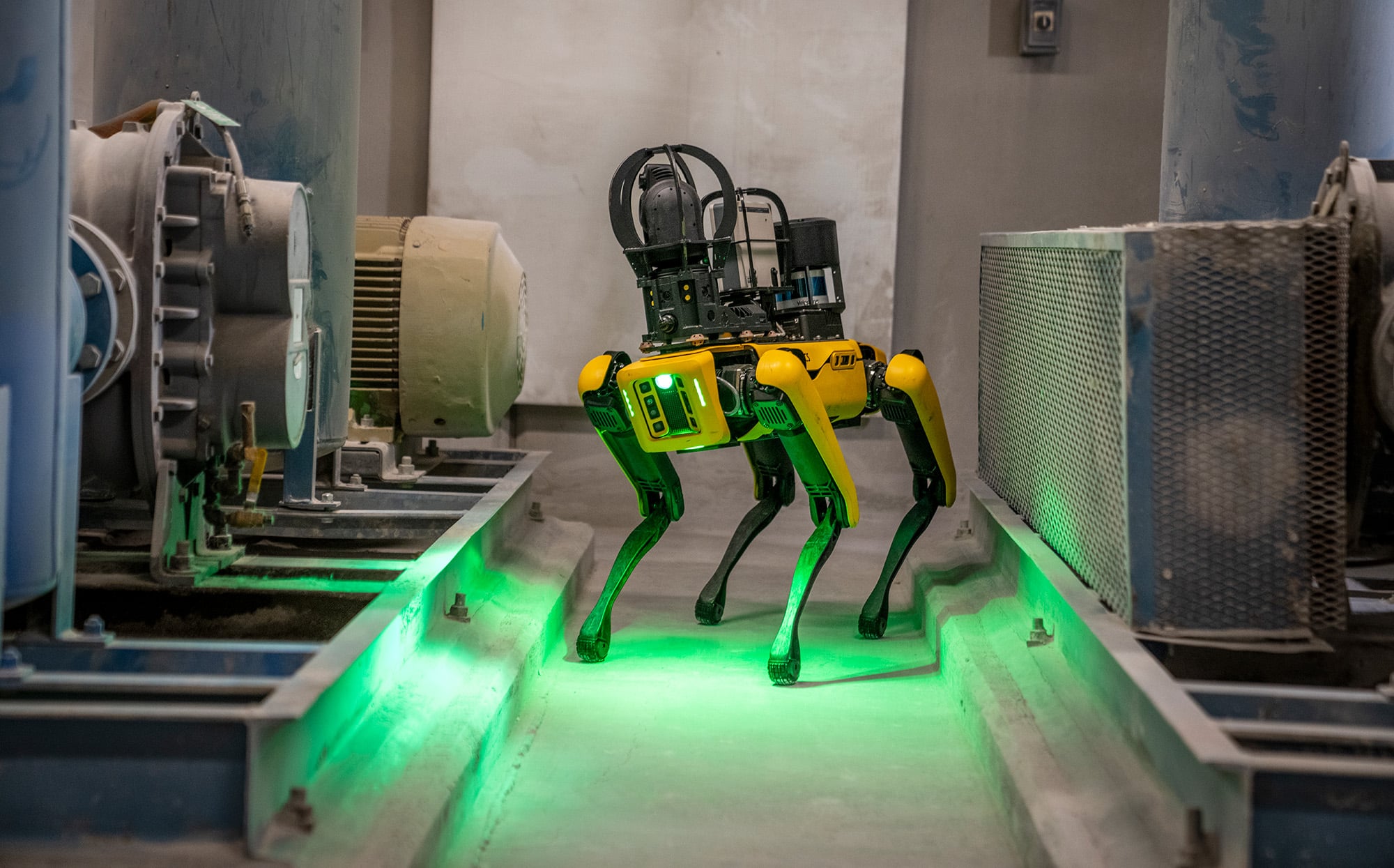 Robot dog conducting industrial inspection